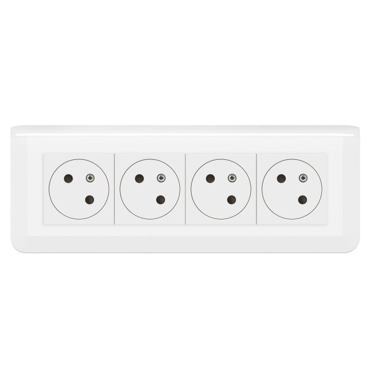 Legrand - Mosaic - LOT - Quadruple prise avec plaque blanche et support