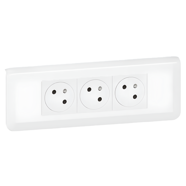 Legrand - Mosaic - LOT - Triple prise avec plaque blanche et support