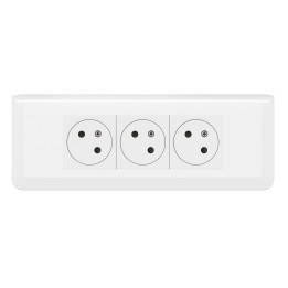 Legrand - Mosaic - LOT - Triple prise avec plaque blanche et support