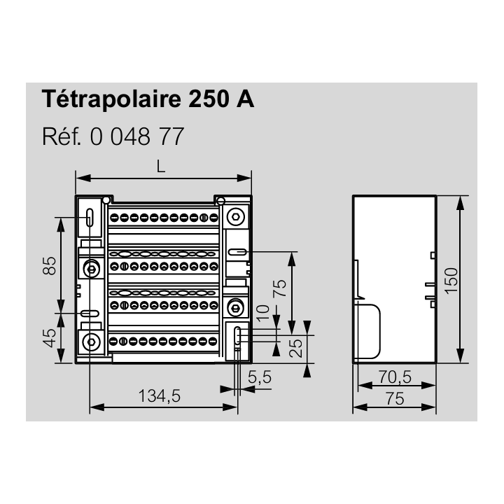 Legrand - Répartiteur 12 connexions tétra - 9 modules - 250A - Réf : 004877