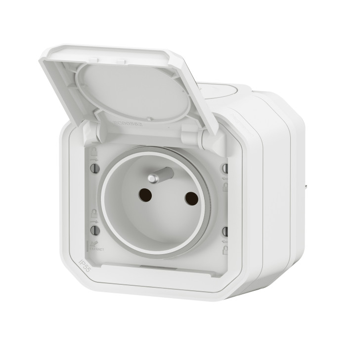 Legrand - Plexo - Prise de courant 2P+T 16A étanche - Saillie- IP55/IK08 - Blanc - Réf : 069781L