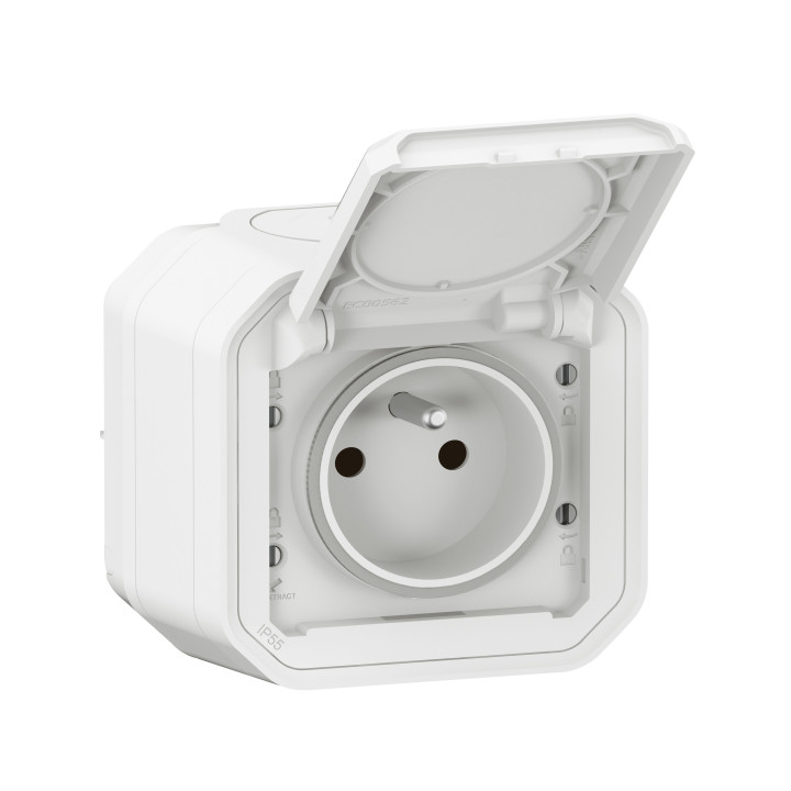 Legrand - Prise de courant 2P+T 16A étanche Plexo Saillie- IP55/IK08 - Blanc - Réf : 069781L