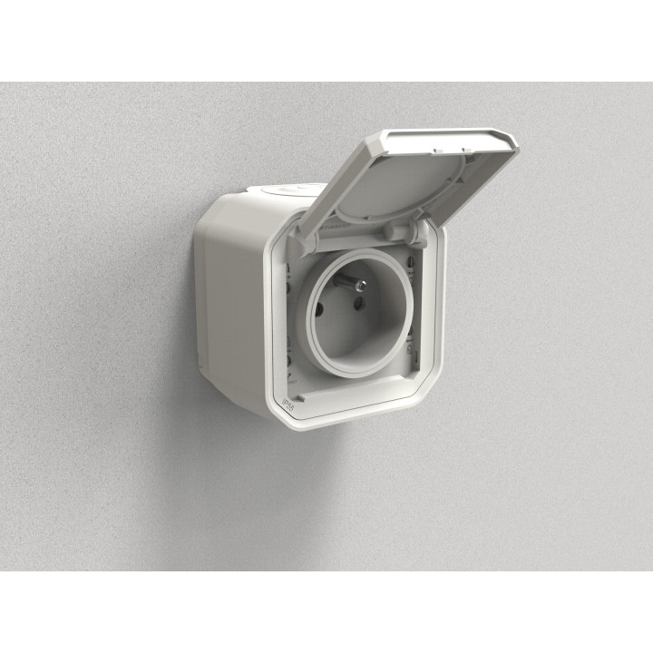 Legrand - Prise de courant 2P+T 16A étanche Plexo Saillie- IP55/IK08 - Blanc - Réf : 069781L