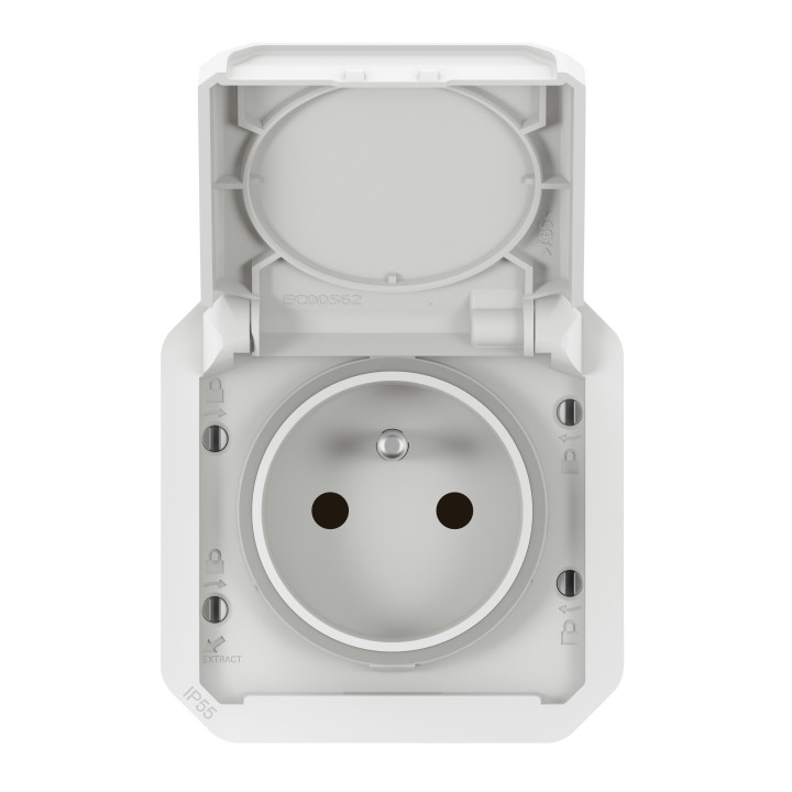 Legrand Plexo - Prise de courant 2P+T - 16A - 250V - composable - étanche - IP55/IK08 - Blanc - Réf : 069621L