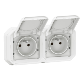 Legrand - Plexo -  Double Prise encastré - Horizontal ou Vertical - IP55 - Réf : 069694L+069621Lx2