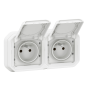 Legrand - Plexo -  Double Prise encastré - Horizontal ou Vertical - IP55 - Réf : 069694L+069621Lx2