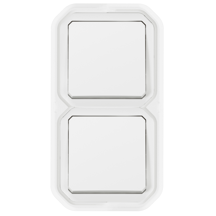 Legrand - Plexo -  Double Interrupteur ou Va et vient encastré - Horizontal ou Vertical - IP55 - Réf : 069694L+069611Lx2L