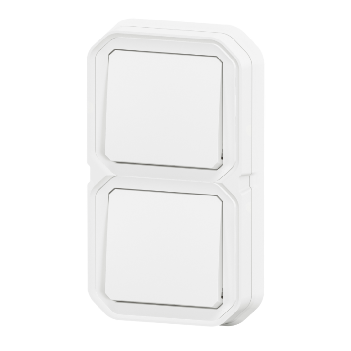 Legrand - Plexo -  Double Interrupteur ou Va et vient encastré - Horizontal ou Vertical - IP55 - Réf : 069694L+069611Lx2L