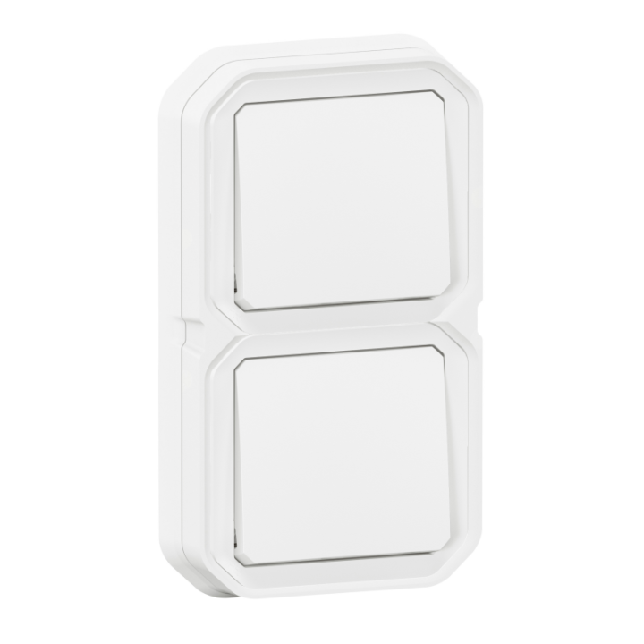 Legrand - Plexo -  Double Interrupteur ou Va et vient encastré - Horizontal ou Vertical - IP55 - Réf : 069694L+069611Lx2L