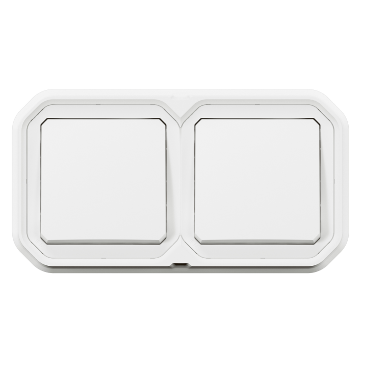 Legrand - Plexo -  Double Interrupteur ou Va et vient encastré - Horizontal ou Vertical - IP55 - Réf : 069694L+069611Lx2L