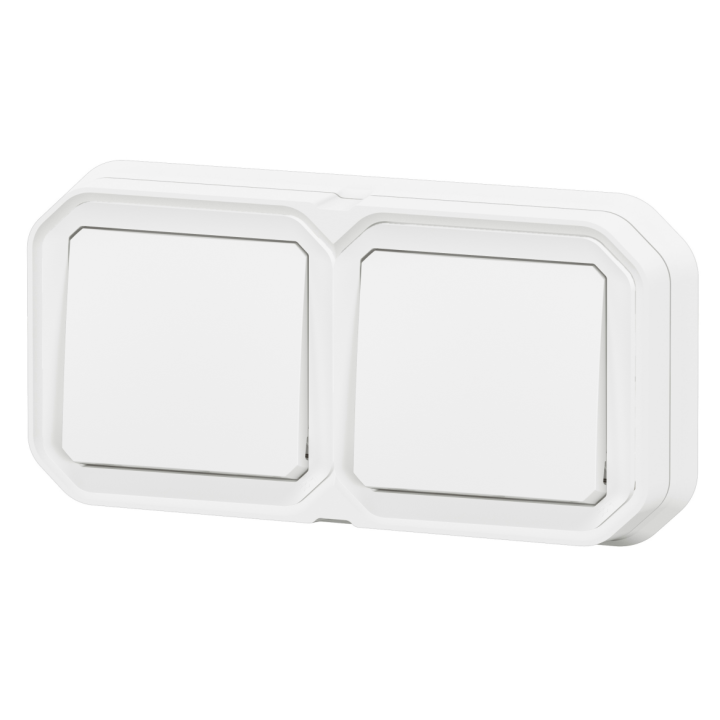 Legrand - Plexo -  Double Interrupteur ou Va et vient encastré - Horizontal ou Vertical - IP55 - Réf : 069694L+069611Lx2L