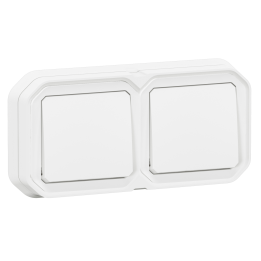Legrand - Plexo -  Double Interrupteur ou Va et vient encastré - Horizontal ou Vertical - IP55 - Réf : 069694L+069611Lx2L