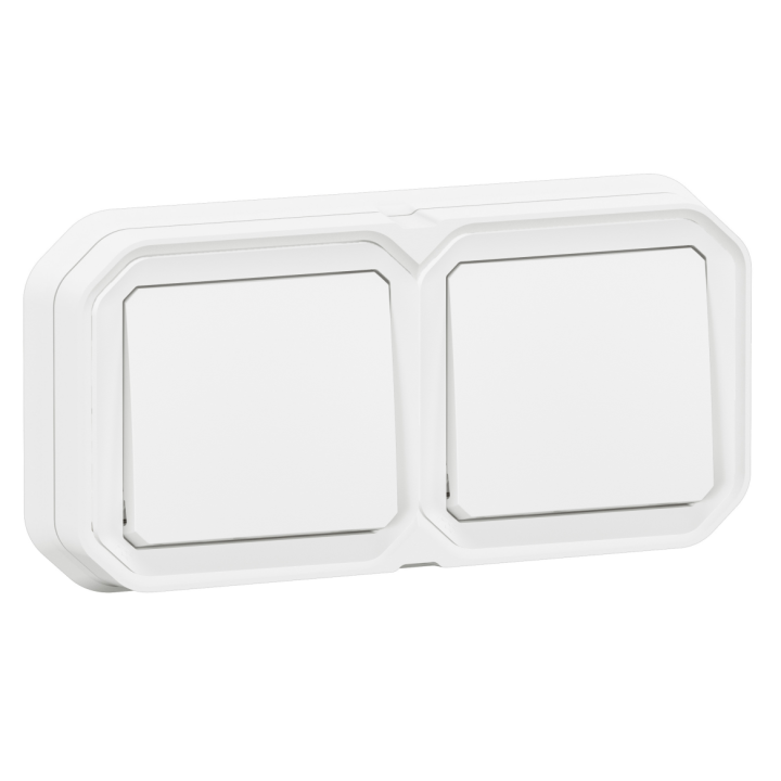 Legrand - Plexo -  Double Interrupteur ou Va et vient encastré - Horizontal ou Vertical - IP55 - Réf : 069694L+069611Lx2L
