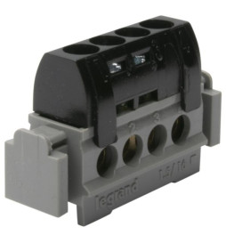 Legrand - Bornier de répartition IP 2X - phase - 4 connexions 1,5 à 16 mm²- noir - L 47 mm - 004850