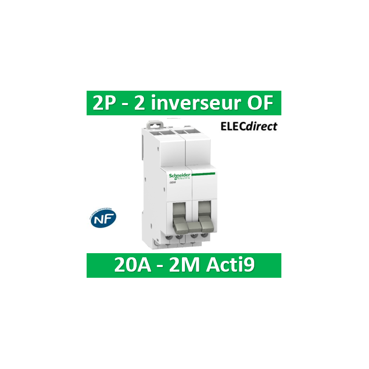 Schneider - Acti9, iSSW commutateur 3 positions 2 contacts inverseurs OF 20A 230V - A9E18074