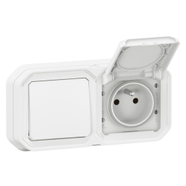 Legrand - Plexo - Interrupteur ou VV avec une prise encastré - Horizontal ou Vertical - IP55 - Réf : 069694L+069611L+069621L