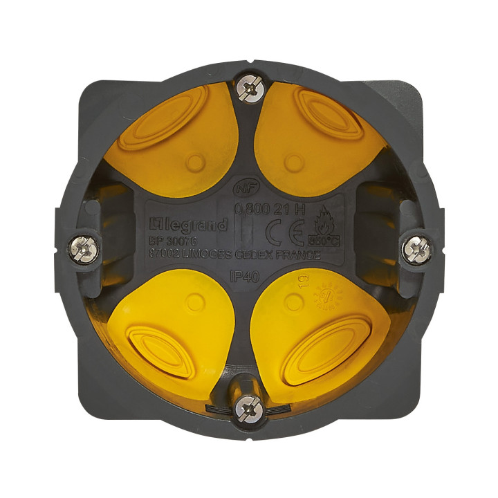Legrand - Écobatibox - Boîte d'encastrement 1 poste - BBC - Profondeur 40mm - D.67mm - Réf : 080021L