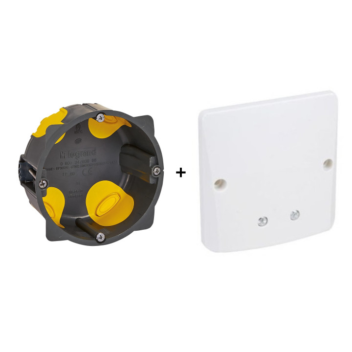 Legrand - LOT - Boîte d'encastrement 1 postes BBC avec sortie de câble 32A - Profondeur 40mm - D.85mm - Réf : 080086L+60092