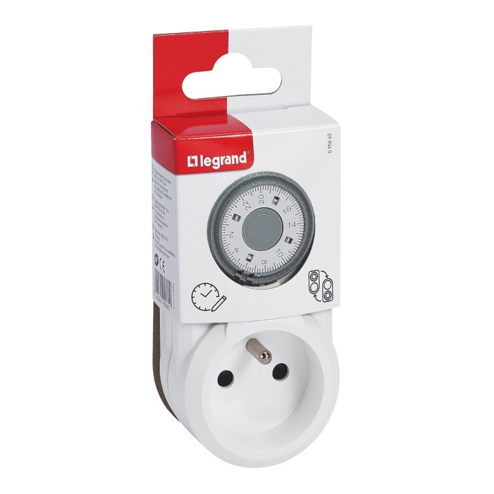 Legrand - Programmateur ménager journalier avec fiche 2P+T et socle 2P+T 16A - Réf : 095860