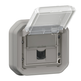 Legrand - Plexo - Prise RJ45 Cat. 6A STP - Encastré - Gris - IP55/IK07 - Réf : 069559L+069681L
