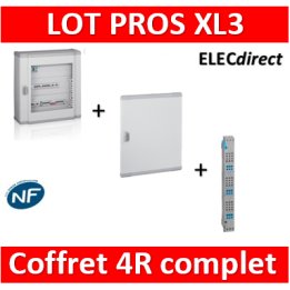 Legrand - Coffret 96 modules - 4R de 24M + peigne vertical tétra 4P + porte - XL3 160 - 401804+405034+020274