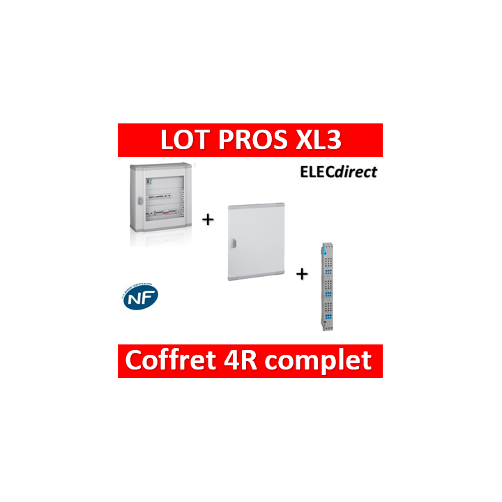 Legrand - Coffret 96 modules - 4R de 24M + peigne vertical tétra 4P + porte - XL3 160 - 401804+405034+020274