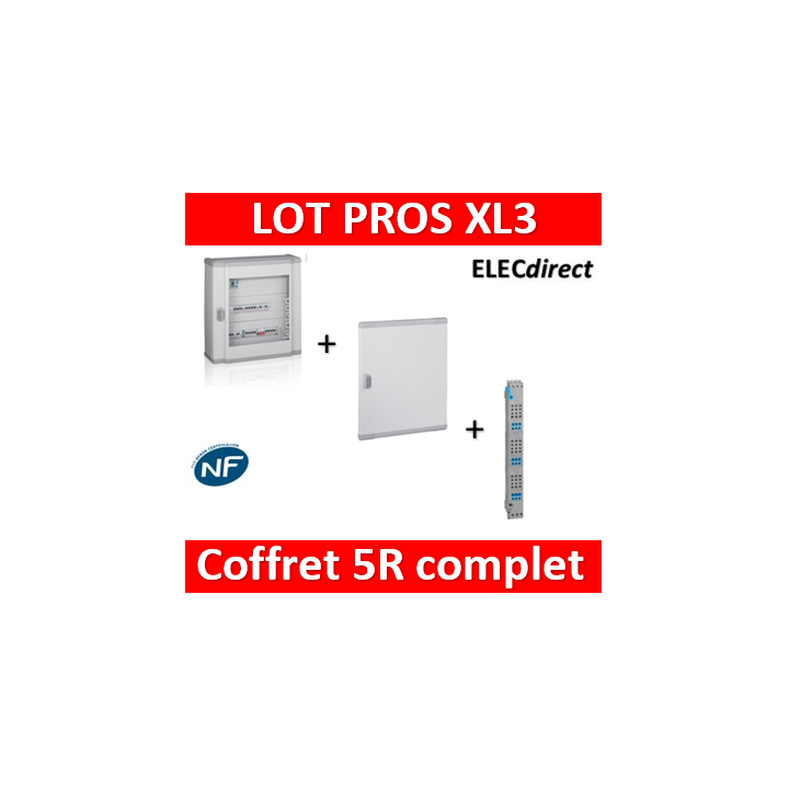 Legrand - Coffret 120 modules - 5R de 24M + peigne vertical tétra 4P + porte - XL3 160 - 401805+405035+020275