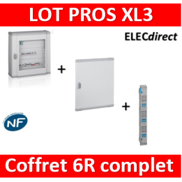 Legrand - Coffret 144 modules - 6R de 24M + peigne vertical tétra 4P + porte - XL3 160 - 401806+405036+020276