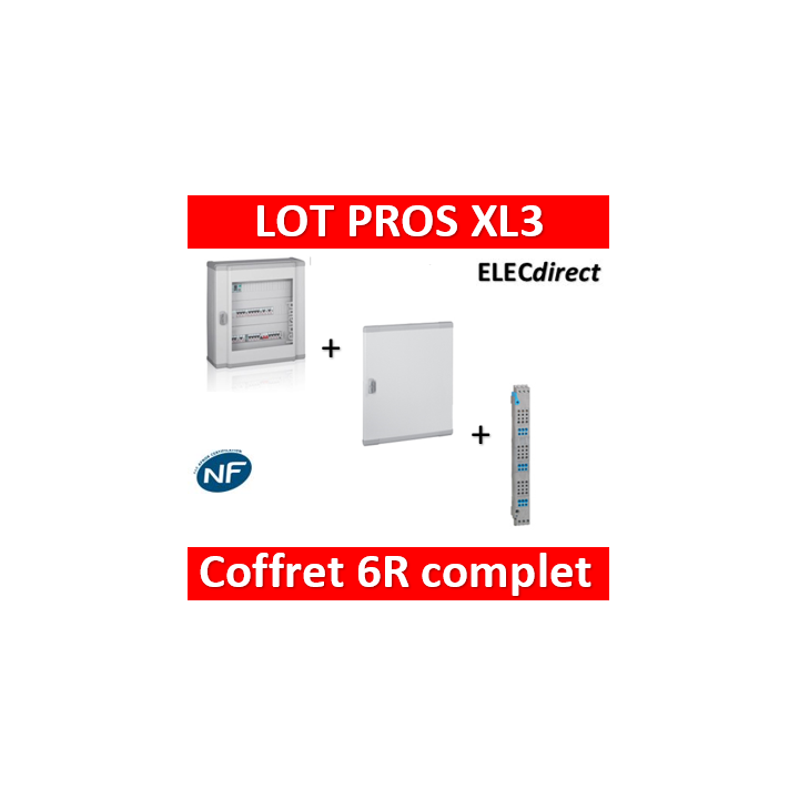 Legrand - Coffret 144 modules - 6R de 24M + peigne vertical tétra 4P + porte - XL3 160 - 401806+405036+020276