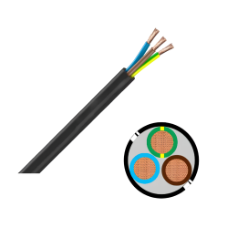 Câble souple HO7RN-F 3G6 - Coupe au mètre max. 15 mètres - Réf : CABLERNF3G6