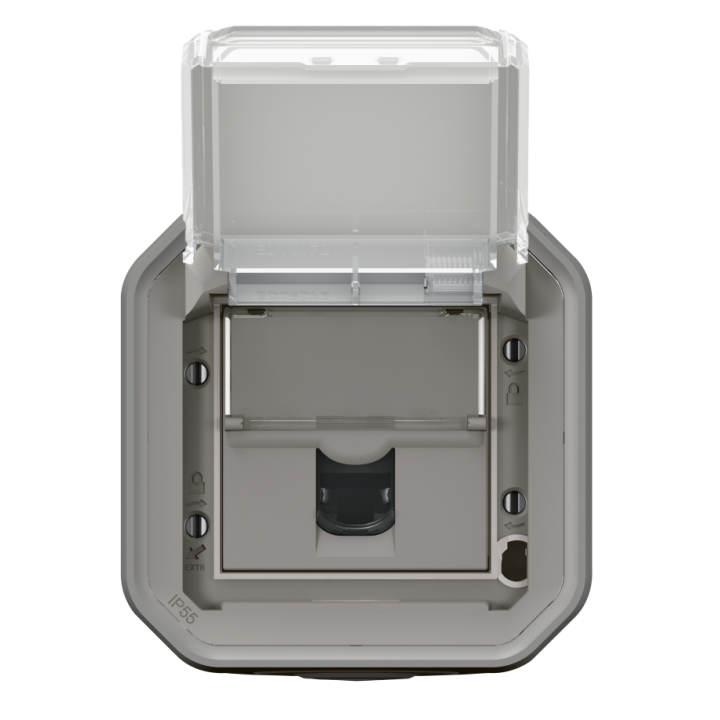 Legrand - Plexo - Prise RJ45 Cat. 6A STP - Saillie - Gris - IP55/IK07 - Réf : 069559L+069651L