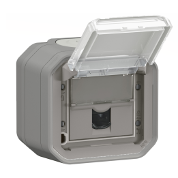 Legrand - Plexo - Prise RJ45 Cat. 6A STP - Saillie - Gris - IP55/IK07 - Réf : 069559L+069651L