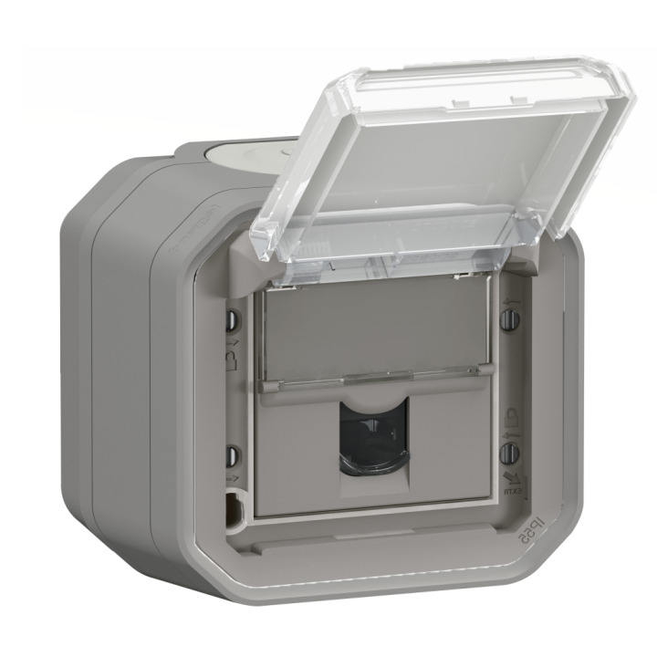Legrand - Plexo - Prise RJ45 Cat. 6A STP - Saillie - Gris - IP55/IK07 - Réf : 069559L+069651L
