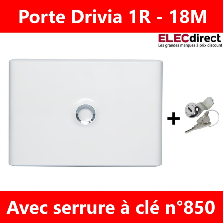 Legrand - Porte Blanche pour tableau DRIVIA - 18 Modules 1 Rangée + serrure - 401231+401391