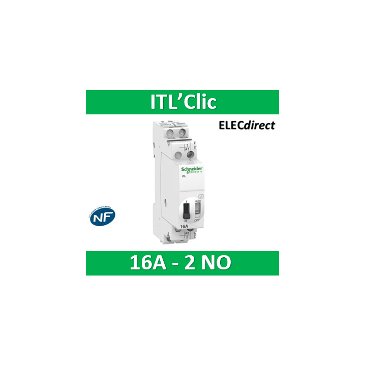 Schneider - Acti9, iTL télérupteur 16A 2NO 230...240VCA 110VCC 50-60Hz - A9C30812