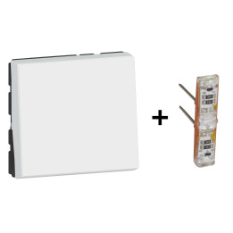 Legrand - Mosaic - Interrupteur Va et Vient Témoin - Blanc -EU - 10A - 2M - Réf : 278011L+067685L