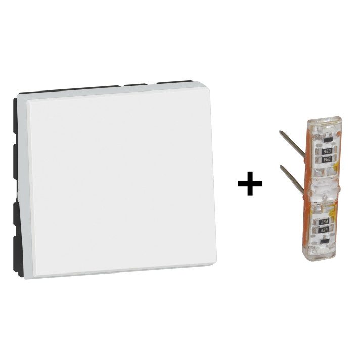 Legrand - Mosaic - Interrupteur Va et Vient Témoin - Blanc -EU - 10A - 2M - Réf : 278011L+067685L