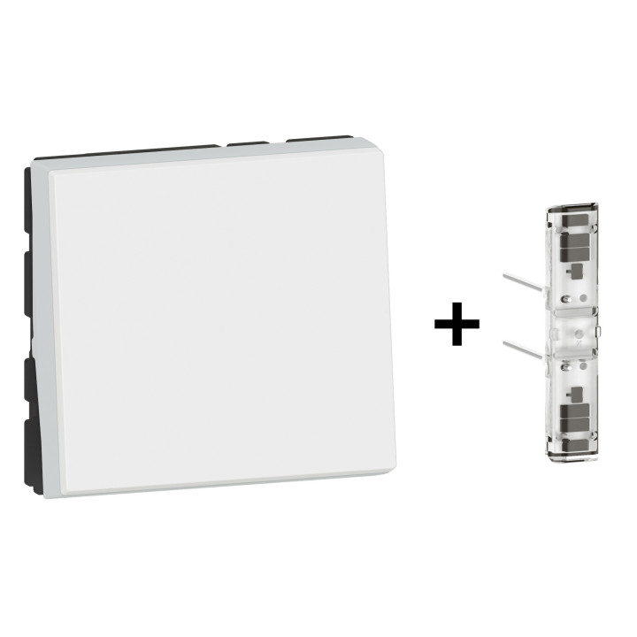 Legrand - Mosaic - Interrupteur Va et Vient Lumineux - Blanc - 10A - 2M - Réf : 278011L+067686L