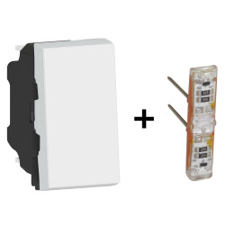 Legrand - Mosaic - Interrupteur Va et Vient Témoin - Blanc - 10A - 1M - Réf : 278001L+067685L