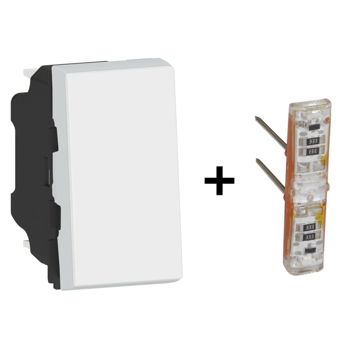 Legrand - Mosaic - Interrupteur Va et Vient Témoin - Blanc - 10A - 1M - Réf : 278001L+067685L