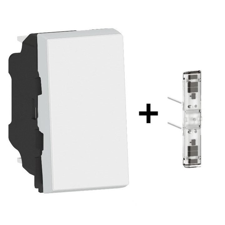 Legrand - Mosaic - Interrupteur Va et Vient Lumineux - Blanc - 10A - 1M - Réf : 278001L+067686L