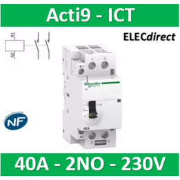 Schneider - Acti9 - Contacteur iCT - 40A - 2NO - 230/240V - 50Hz - Réf : A9C21842