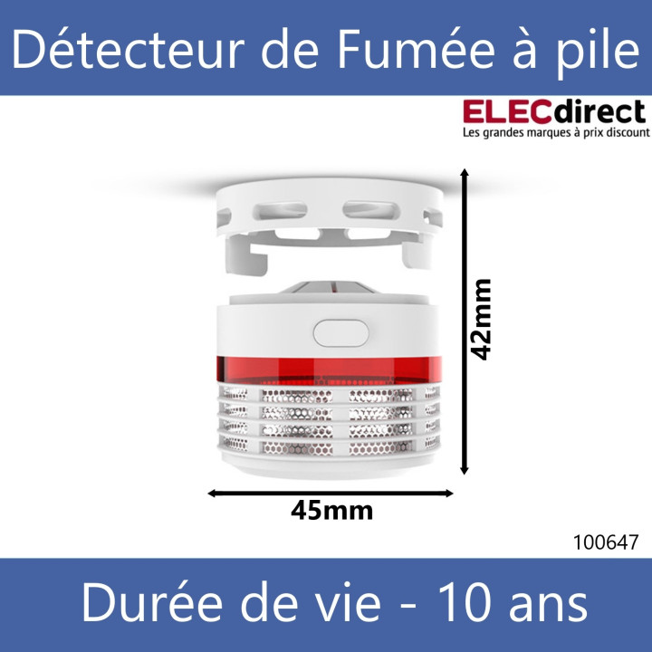 Miidex - Détecteur de fumée autonome - Pile Lithium - Blanc - IP20 - Réf : 100647