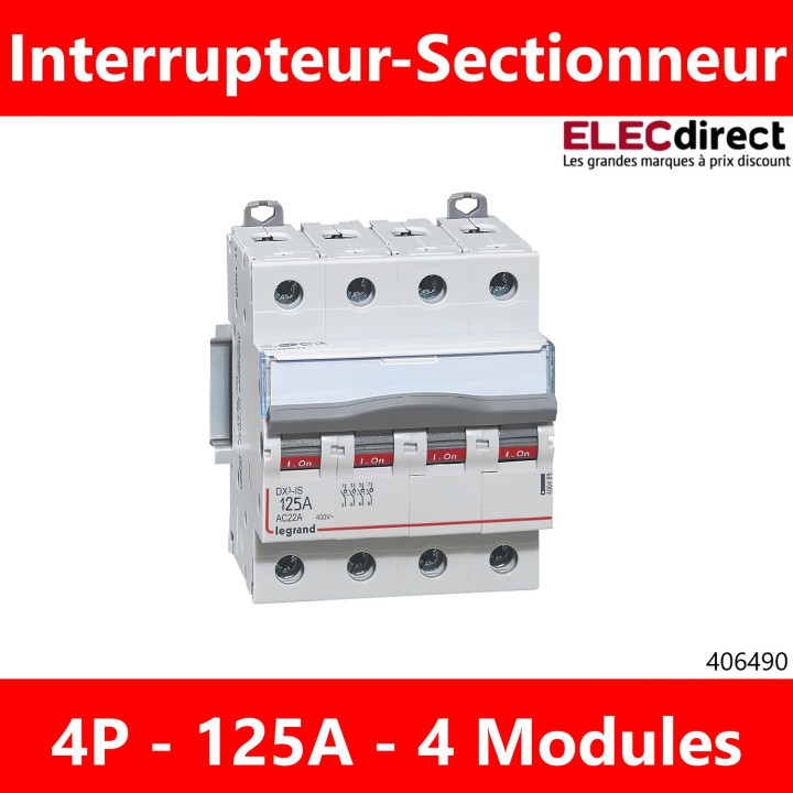 Legrand - DX3 - Interrupteur-sectionneur tétrapolaire 4P - 125A - Réf : 406490