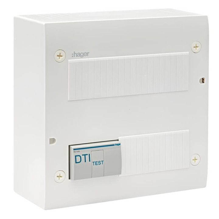 Hager - Coffret de communication éco - 8 x RJ45 Grade 2TV - Réf : TN306
