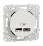 Schneider - Odace Prise double USB Blanc - Type A+C - 2.4A - Réf : S520401
