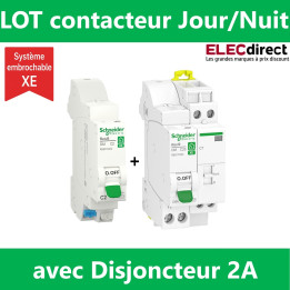 Schneider - LOT - Contacteur J/N heures creuses + DPN 2A XE + DPN 20A XE - Réf : R9ECT620+R9EFC602