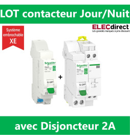 Schneider - LOT - Contacteur J/N heures creuses + DPN 2A XE + DPN 20A XE - Réf : R9ECT620+R9EFC602