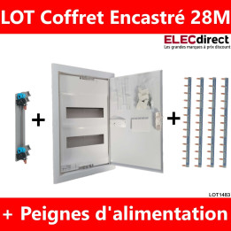 Legrand - LOT - Coffret encastrable - 28M avec porte métal + Peignes V et H - Réf : 001532+405000+404926x4