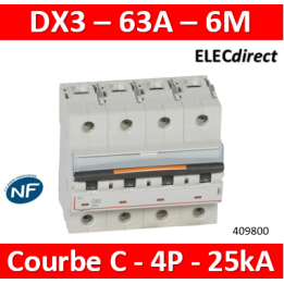 Legrand - Disjoncteur dx³-vis/vis-4p-400v~-63a-25ka-courbe c-protect départ - 409800